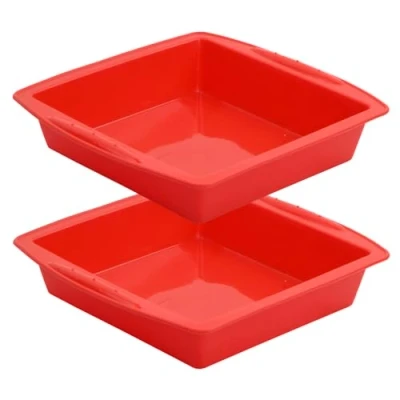 Imagen de Litinliv 2 Piezas Moldes Tartas Silicona, Molde para Repostería Cocina, de Silicona Antiadherentes, cuadrado tartas, Pan Reutilizables Pasteles 26 x 24 6 CM