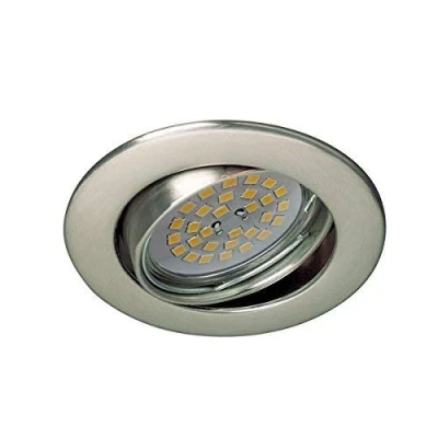Imagen de wonderlamp 10 Unidades Foco empotrable Basic techo Redondo, incluye Portalámparas GU10, Diámetro de 8,5 x 1,5 cm. Ojo buey basculante 30, Níquel
