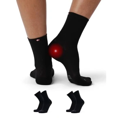 Imagen de DANISH ENDURANCE Calcetines con Soporte para Fascitis Plantar, Funcionales Neuropatía, 2 pack, Negro 35 38
