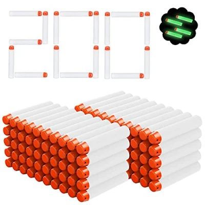 Imagen de Airlab 200 Piezas Balas Dardos Brillantes para Nerf, 7,2 cm Munición de Espuma N Strike Elite Serie Pistolas Blasters, Armas Juguete, Blanco