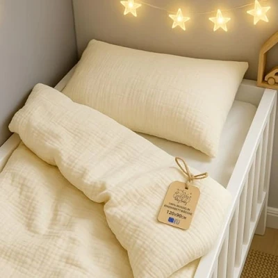 Imagen de Totsy Baby Funda nordica Infantil para Cuna 70 Muselina 100x135 cm algodón Saco nordico y Cubre de edredon Cama niños niñas Juego Fundas edredón 100 x 135 con Almohada 60 40