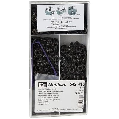 Imagen de Prym 542416 1 Ojales y arandelas, 5.0mm negro oxigido, Latón, 5 mm