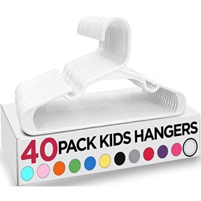 Imagen de Utopia Home (Pack de 40, Blanco) Perchas plástico Que ahorran Espacio para Ropa bebé y Niños Pequeños la enfermería el Armario