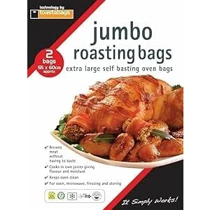 Imagen de 2 bolsas para asar con sello de sabor hornos y microondas, perfectas pollo, pescado, carne, pavo verduras, extra grandes