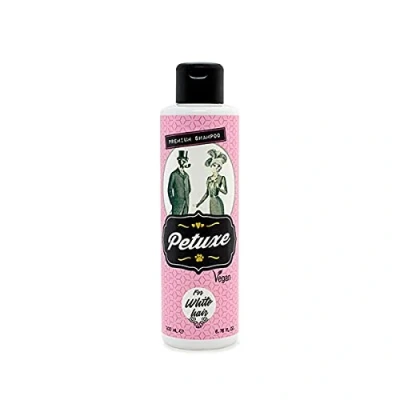 Imagen de Petuxe Cosmetics Champú Vegano para Perros y Mascotas, Pelo Blanco, 200 ml. Formulado con pigmentos Azules matizar los Tonos amarillentos Que aparecen en el Blanco. (200 ml)