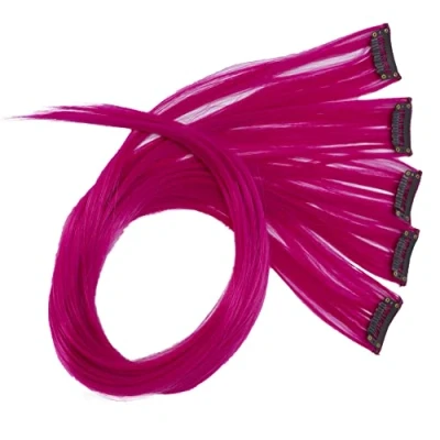 Imagen de CAISHA 60 cm Colorido Hebra Reflejo Clip En Extensión De Cabello Liso Largo Postizo Fucsia BST112