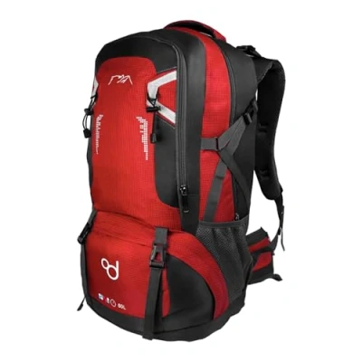 Imagen de OcioDual Mochila Roja 60 Litros 60L Impermeable con Cierres Asas y Correas de Seguridad Senderismo Trekking Camping