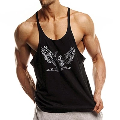 Imagen de Hombre Camiseta sin Mangas Tirantes Deporte Casual Algodón Cuello Redondo ZYZZ01 Negro S
