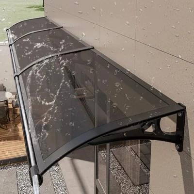 Imagen de Moderno Tejadillo Cubierta Policarbonato Puerta Protección,Exterior Marquesinas For Puertas Y Ventanas,Aluminio Marquesina De Entrada,Curvo Toldo Techo Protección UV,lluvia Nieve.