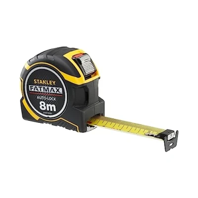 Imagen de STANLEY FATMAX Flexómetro AutoLock 8 metros x 32mm, Cinta ancha, Gancho magnético con posición cero real, Estuche bimaterial ergonómico, Mecanismo de bloqueo inverso, XTHT0 33501