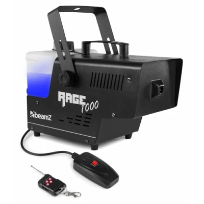 Imagen de BeamZ Rage 1000 potencia de1000 W, depósito de 2 litros, mandos a distancia, 1 inalámbrico y otro con cable 3m, caudal 123 m3/min humo por minuto, tiempo calentamiento 4 minutos