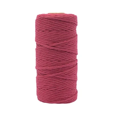 Imagen de Vaessen Creative Hilo de Macramé Burdeos, 100 m, 100% Algodón, Manualidades, decoración Flores, Colgante Pared, portavelas, atrapasueños, Natural, 3 mm x 100m