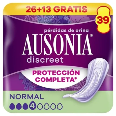 Imagen de Ausonia Discreet Compresas Para Pérdidas De Orina Mujer Normal, Discreción, 39 Unidades Protección Completa