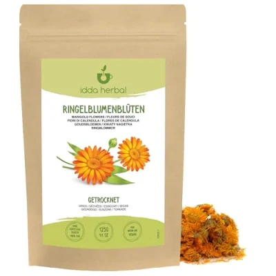 Imagen de Infusión de Flores Caléndula (125g), Té Suelto Caléndula, Secas, 100% Naturales y Puras para Preparar Hierbas, Hierbas