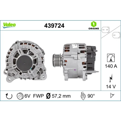 Imagen de VALEO 439724 Alternador 14V 140A VOLKSWAGEN: Golf Plus / Crossgolf, Passat B7 Variant, Sharan II, SEAT: Altea XL, Leon II Hatchback,