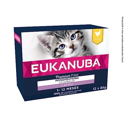 Imagen de EUKANUBA Grain Free Alimento Húmedo para Gatitos en Crecimiento, Premium Rico Pollo Gatitos, 12 x 85 g