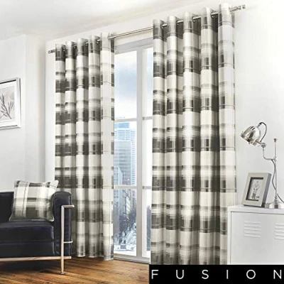 Imagen de Fusion Funda Balmoral de Cuadros, Tela, Pizarra, Curtains: 46&quot; Width x 72&quot; Drop (117 183cm)
