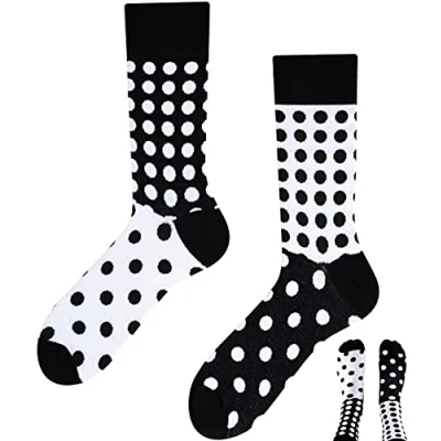 Imagen de TODO COLOURS Calcetines con diseño de lunares blancos y negros, multicolor, locos, multicolor Color blanco negro. 39 42