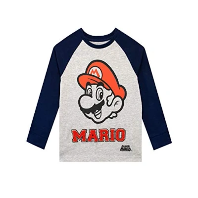 Imagen de Super Mario Camiseta de Manga Larga para niños Gris 4 5 Años