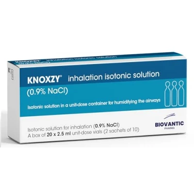 Imagen de KNOXZY Solución salina isotónica estéril al 0,9% para inhalación humidificación Viales de dosis unitaria 20 x 2,5 ml, grado farmacéutico