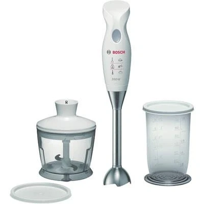 Imagen de Bosch Mixxo MSM6B500 Batidora de mano, 350 W, cúpula acero inoxidable, con picador y vaso mezclas, color blanco gris
