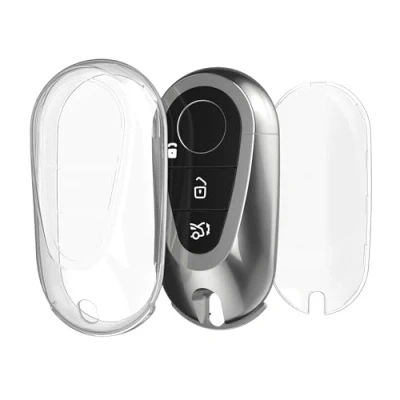 Imagen de kwmobile Carcasa para Mando Compatible con Mercedes Benz Llave de Coche 3 Botones Smart Funda Llaves TPU Transparente