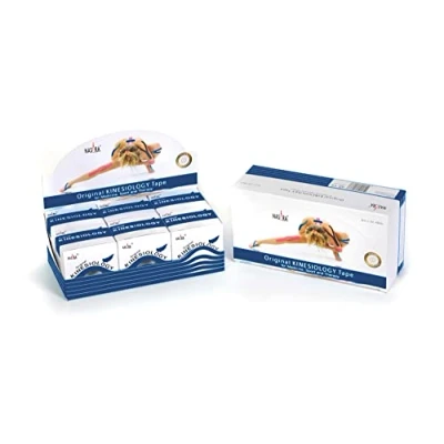 Imagen de Nasara Original Cinta Kinesiológica: Caja de 6 cintas para deportes y medicina, tamaño del rollo 5cm x 5m, azul oscuro