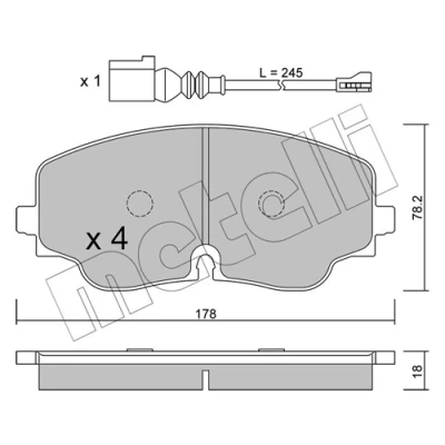 Imagen de METELLI 22 1316 0 Juego de pastillas freno preparado para indicador desgaste VOLKSWAGEN: Tiguan II, Golf VIII Hatchback, Arteon, AUDI: A3 Sportback