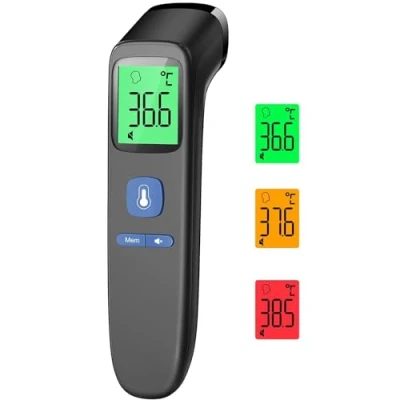 Imagen de termómetro de fiebre para bebés, niños y adultos, frente sin contacto, infrarrojo digital con lecturas precisas instantáneas, alarma fiebre, pantalla LCD 35