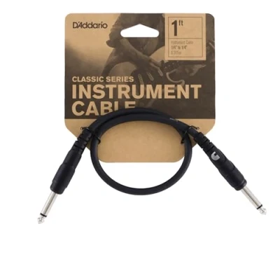 Imagen de D&#039;Addario Cable de Guitarra Conexión Instrumento Serie Classic 1/4 Pulg Macho a 0.3048 Metros Extremo Recto 3 Paquete