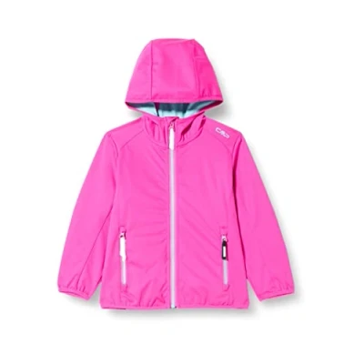 Imagen de CMP Chaqueta softshell ligera para niños con capucha fija, Púrpura Fluo Aqua, 164