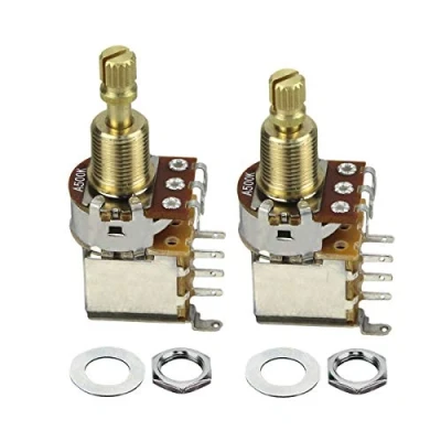 Imagen de FLEOR 2PCS Guitar Push Switch Potenciómetro A500K Pot Audio Taper Cobre Eje dividido largo para partes de bajo guitarra eléctrica