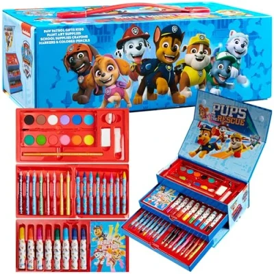 Imagen de PAW PATROL Maletín Pinturas para Niños, Kit de Dibujo con Rotuladores y Cera Colores (Multicolor)