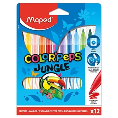 Imagen de Maped Color&#039; Peps Jungle Pack de 12 Rotuladores con Estuche Cartón, Multicolor