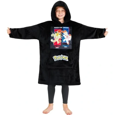 Imagen de Pokémon Oversized Sudadera de Forro Polar con Capucha Sherpa para Niño (Negro Meowth/Scorbunny)