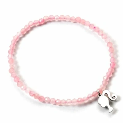 Imagen de Barbie Pulsera de Plata ley con cuentas cuarzo rosa, talla única,