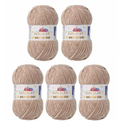 Imagen de Strickfein Himalaya Dolphin Baby 80317 Ovillo de lana para tejer (5 x 100 g), color marrón claro