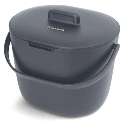 Imagen de YourCasa Cubo Basura pequeño 6L organica con tamiz y Tapa organico Cocina compostador (Antracita)