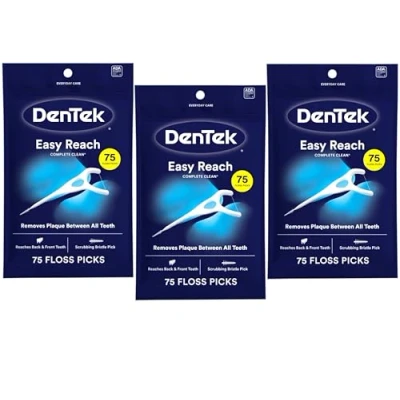 Imagen de DenTek, Selecciones completas de hilo limpio 75 púas dental, paquete 3, 225 unidades