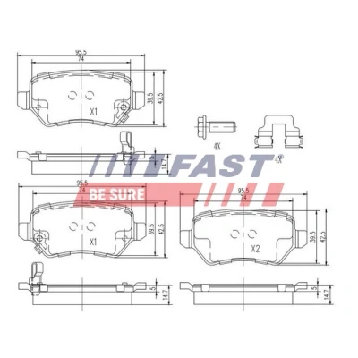 Imagen de FAST FT29524 Juego de pastillas freno Eje trasero con avisador acústico desgaste OPEL: Corsa C Hatchback, Astra H Zafira B
