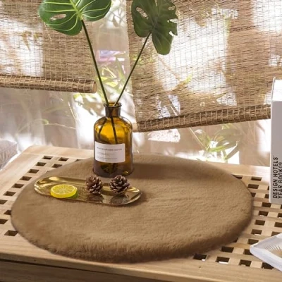 Imagen de Teppich Wölkchen Alfombra de imitación Piel Sala Estar, decoración la Dormir Lavable como Cama, cojín Silla Marrón, 30 cm Redondo