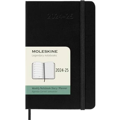 Imagen de Moleskine Weekly Planner 2024 2025, Agenda Semanal 18 Meses 2025 con Espacio para Notas, Tapa Dura y Cierre Elástico, Formato de Bolsillo 9 x 13 cm, Color Negro