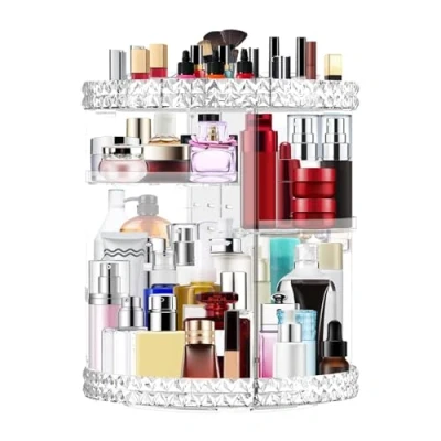 Imagen de Owelth Organizador de Maquillaje Giratorio 360 Grados, Organizadores con Rotación Ajustable, Makeup Organizer Múltiples Funciones