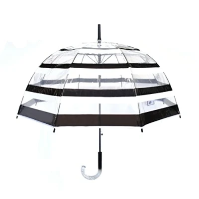 Imagen de SMATI Paris Paraguas burbuja de señora transparente con rayas contemporáneas en blanco y negro Transparente; Cortaviento; Apertura automática; Mango estilo cristal; Diseño francés