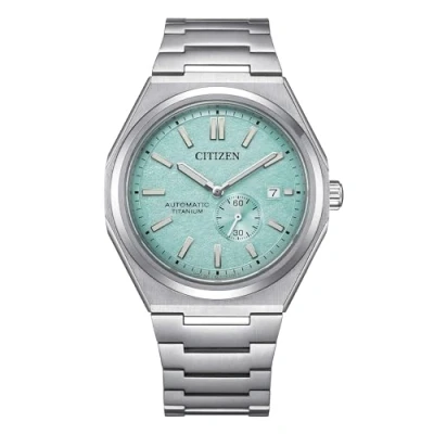 Imagen de Citizen automatic Super Titanium men&#039;s watch with turquoise background NJ0180 80M