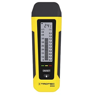 Imagen de TROTEC Medidor de Humedad la Madera, Temperatura y Materiales BM22, Linterna LED, Portátil, Indicador Clip para Bolsillo