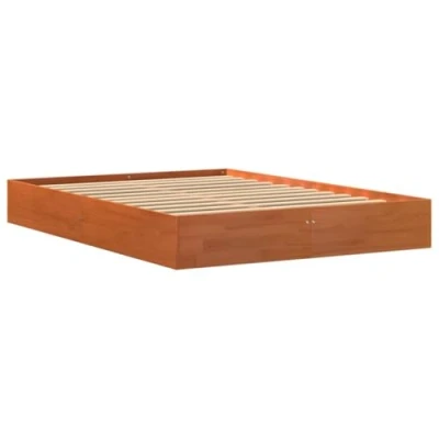 Imagen de vidaXL Estructura de Cama Madera Maciza Pino marrón Cera 120x200 cm, Muebles Dormitorio, Base Cama, Matrimonio, Doble