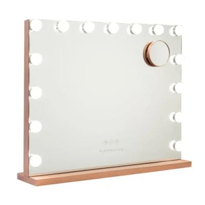 Imagen de Flamingueo Espejo Maquillaje con Luz Tocador 15 Bombillas, de 3 Modos, Puerto USB, Táctil, Rosegold