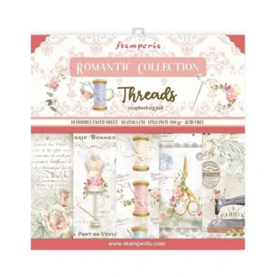 Imagen de Stamperia INTERNATIONAL, KFT Scrapbooking Pad Romantic Threads, multicolor, 30,5 x cm, 12 inches