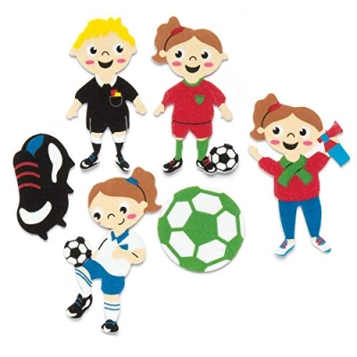 Imagen de Baker Ross Pegatinas de Espuma con Motivos futbolísticos (Pack 120) para Que los niños decoren Manualidades, Tarjetas y Libros Recortes